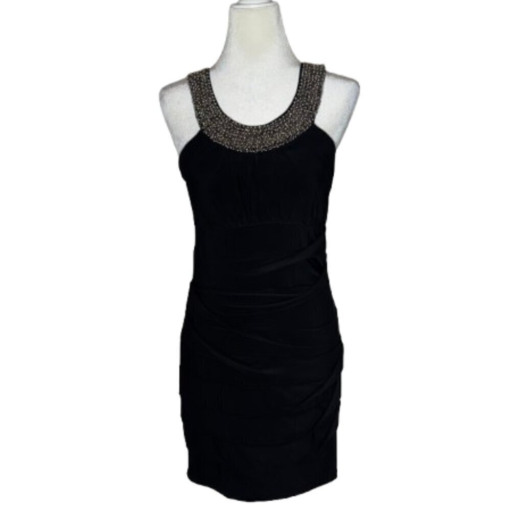 City Triangles Junior's Large Black with Beaded Neckline Sleeveless Dress